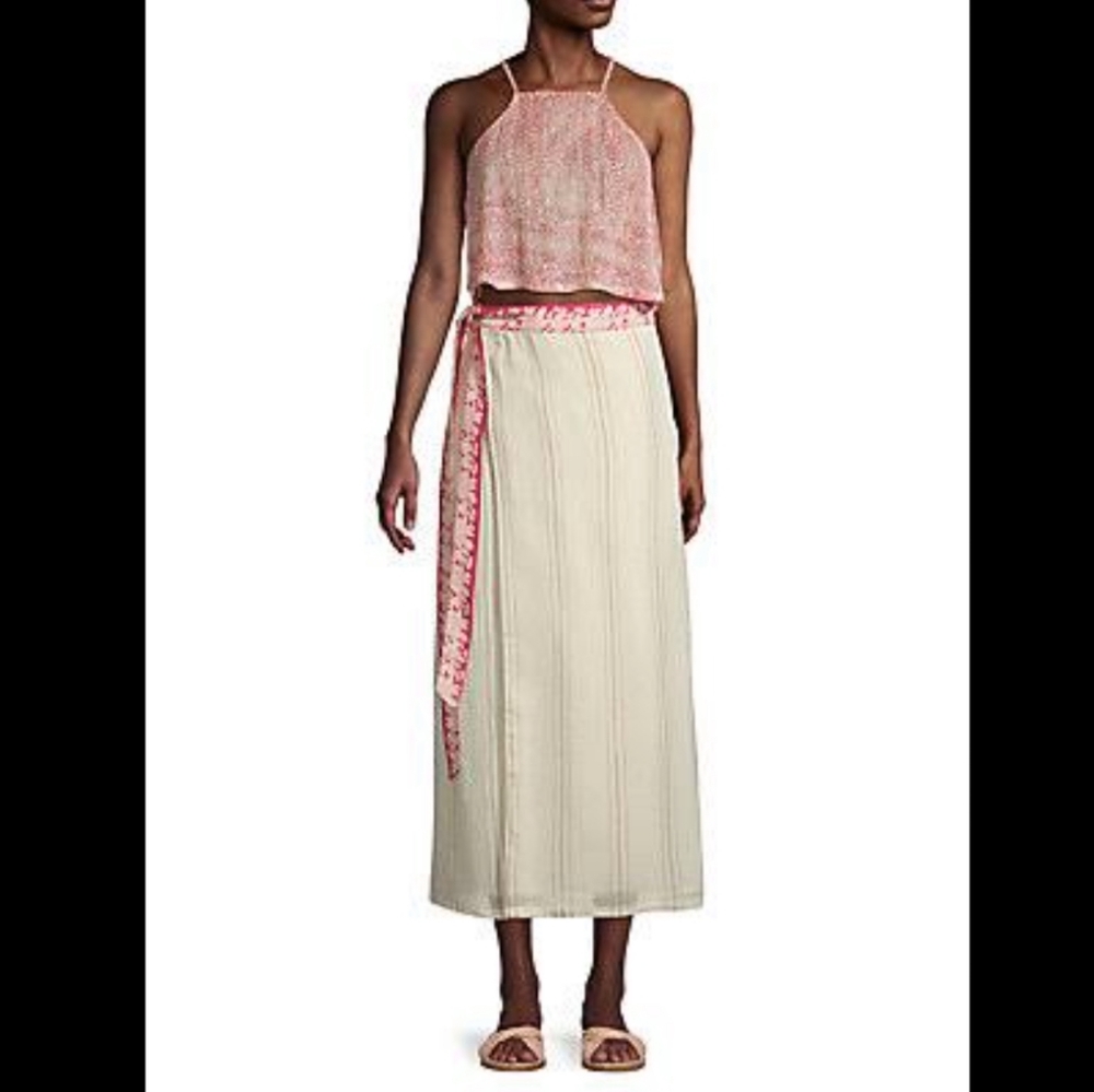 Free People Pink and Cream Skirt Set